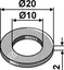 Aluminium washer Ø20x2xØ10 Utvendig Ø20, tykkelse 2