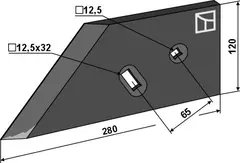 Side skjær til Kverneland Lengde 280 mm - Bredde 120 mm