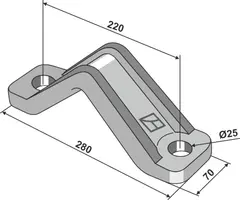 Holder til kultivator 120x120 ramme, 25mm hull