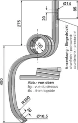 Sporoppløser tine 725 mm, 25x25 mm