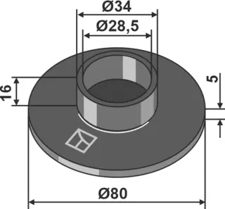 Support spacer Hull: 28,5, Tykkelse: 5