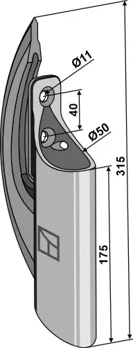 Slot shoe nozzle Høyde: 315mm, Hole: 11 