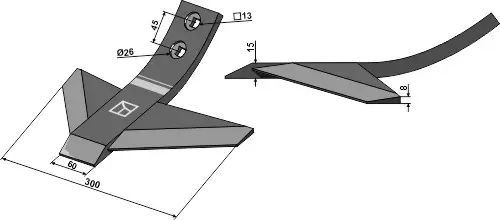 Gåsefot-skjær til Lemken Bredde 300 mm - Tykkelse 15 mm 