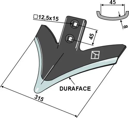 Ultrawing Gåsefot-skjær Bredde 315mm, hull 45 
