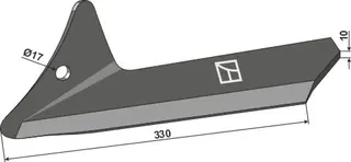 Stubble share - venstre for Pöttinger Lengde 330mm, tykkelse 10mm
