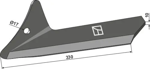Stubble share - venstre for Pöttinger Lengde 330mm, tykkelse 10mm 