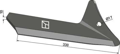 Gåsefot-skjær til Pöttinger Lengde 330 mm, tykkelse 10 mm 