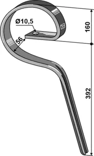 Tine for steinoppsamler Lengde 552 mm, Hull 10,5