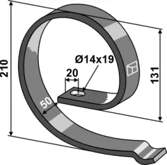 Reinforcement spring for steinoppsamler Høyde 210 mm, Hull Ø14x19
