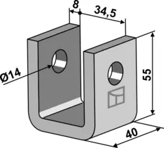 Clamp for steinoppsamler Høyde 55 mm, Hull 14
