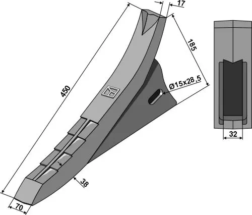 Plogskjær til Maschio/Gaspardo Lengde 450 mm - Bredde 70 mm 