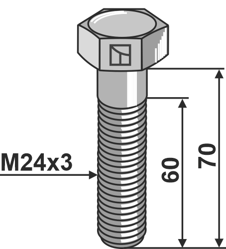 Bolt M24x3 - 8.8 M24x3, kvalitet 8.8