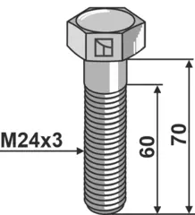 Bolt M24x3 - 8.8 M24x3, kvalitet 8.8