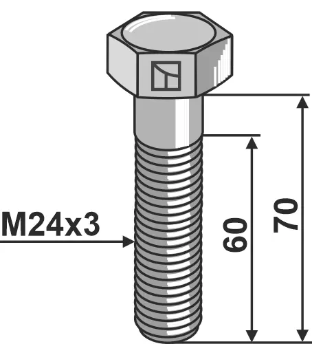 Bolt M24x3 - 8.8 M24x3, kvalitet 8.8 