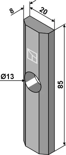 Kultivatorplate til Rumptstad Lengde 85 mm, Bredde 20 mm 