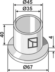 Nylon bushing Ø 67 mm, lengde 44 mm