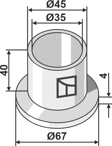 Nylon bushing Ø 67 mm, lengde 44 mm 