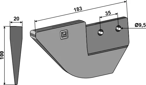 Slurry injection share til Bomech H: 100mm, L: 183mm, 9,5mm hull 