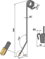 Following tine til Hatzenbichler Lengde 500mm, Ø34mm indre