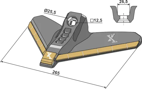 Hardmetall sveip til Farmet Bredde 265 mm - Hartmetall 