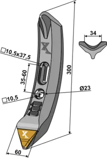 Narrow share - Hard metal Lengde 300mm, Arbeidsbredde 60mm