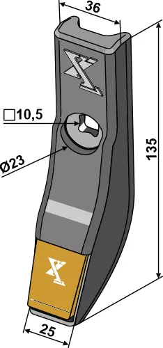Gåsefot-skjær Hardmetall Lengde 135 mm, Bredde 25 mm 