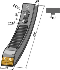 Hardmetallspiss til Väderstad Lengde 260 mm, Ø12,5 mm