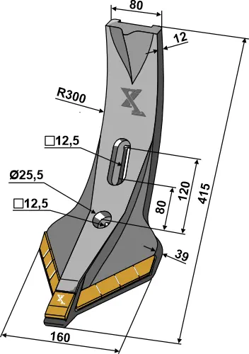 Share point - Hard metal Lengde 415 mm, Radius 300 mm 