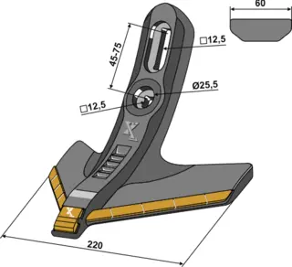 Gåsefot skjær 220 mm Hardmetall