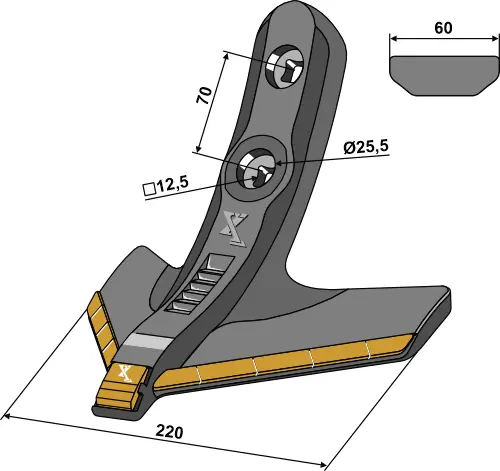 Feiekost 220mm til Köckerling Bredde 220 mm - Hull 12,5 mm 
