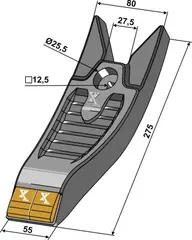 Hardmetall plogskjær til Howard L: 275 mm - B: 55 mm - DeltaFlex