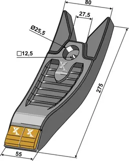 Hardmetallslitepunkt til Howard Lengde 275 mm, Hull 12,5 mm