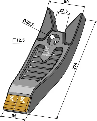 Hardmetall plogskjær til Howard L: 275 mm - B: 55 mm - DeltaFlex 