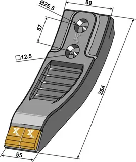 Hardmetallpunkt til Agro masz Hulldiameter 12,5 mm, lengde 254 mm