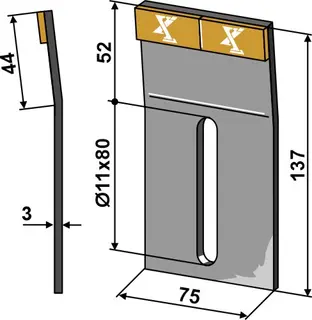 Skraper av hardmetall til Kuhn Hole: 11x80, lengde: 137mm