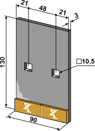 Avskraper hardmetall Lemken Lengde 130 mm, Hull 10,5 mm 