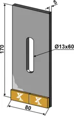 Skrape i hardmetall til Rabe 170 x 80 x 5 mm - Hardmetall