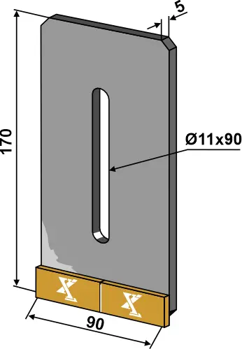 Skrape i hardmetall til Pöttinger Lengde 170 mm, Bredde 90 mm 