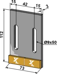 Avskraper hardmetall til Maschio Lengde 112mm, bredde 73mm