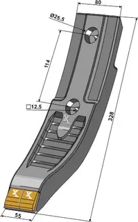 Hardmetallshare til Köckerling L: 270mm, B: 55mm, Ø: 12,5mm