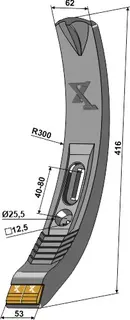 Point - Hard metal til Köckerling Lengde: 416 mm, Vario 53 cm