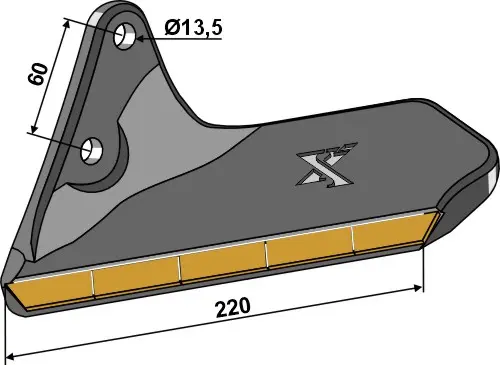Erstatningsvinge til Agro masz 220 mm arbeidsbredde, 13,5 mm hull 