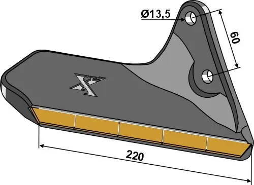 Høyre vingeblad i hardmetall til Alpego 220 mm - Hull 13,5 mm 