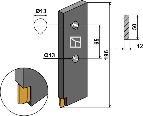Disperser tine - Strautmann Hole: 13, Lengde: 196 mm 