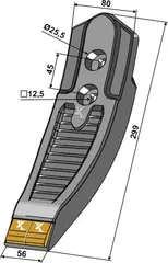 Plogskjær i hardmetall til Kuhn Ø12,5 x 56 mm - Hardmetall