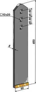 Hardmetall slitedel til Köckerling 450 mm - 13x20 mm hull