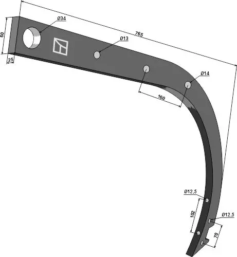 Tind til Kongskilde Lengde 765 mm - Hull 12,5 mm 