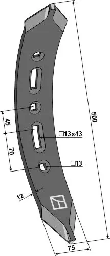 Vridde stubber til Amazone Lengde 500 mm, Bredde 75 mm 