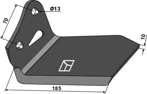 Erstatningsvinge venstre til Kongskilde Hulldiameter 13 mm - Tykkelse 10 mm 