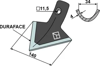 Sweep 140mm til Väderstad Arbeidsbredde 140mm, hull 11,5mm